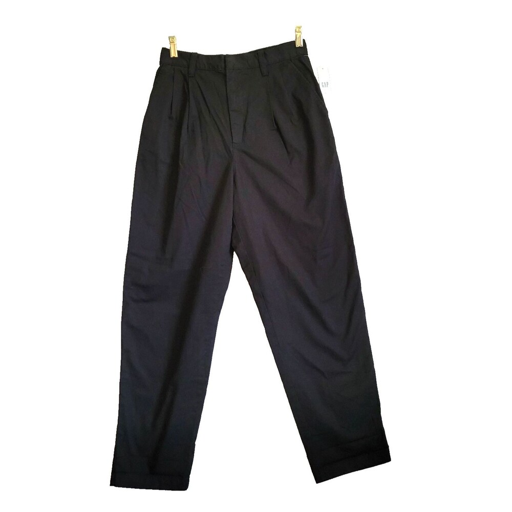 Gap Women’s Pants Size 6 Black High Rise Pleated Tapered Ankle Trouser Work